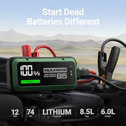 Hulkman Alpha85 Jump Starter 2000 Amp 20000mAh Car Starter for up to 8.5L Gas and 6L Diesel Engines with LED Display 12V Lithium Portable Car Battery Booster Pack (Midnight Green)