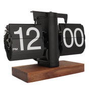 VBESTLIFE Retro Digital Flip Down Clock, Battery Powered Internal Gear Operated Clock, Classic Mechanical, Black Walnut Base, for Home & Office Decor