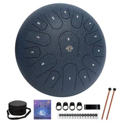 Yasisid Steel Tongue Drum 12 Inches 15 Notes Musical Instruments, Handpan Drum Percussion Instrument with Soft Bag, Music Book and 2 Mallets for Meditation or Yoga (Navy Blue)