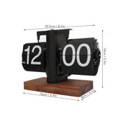 VBESTLIFE Retro Digital Flip Down Clock, Battery Powered Internal Gear Operated Clock, Classic Mechanical, Black Walnut Base, for Home & Office Decor