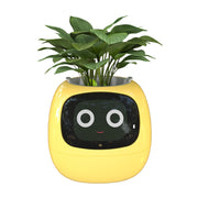 Masdio Smart Flowerpots, with Artificial Intelligence, Time Temperature Display, and Numerous Expressive Animations Based On The Environment, for Indoor Decoration, Gifts(Yellow)