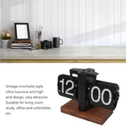 VBESTLIFE Retro Digital Flip Down Clock, Battery Powered Internal Gear Operated Clock, Classic Mechanical, Black Walnut Base, for Home & Office Decor