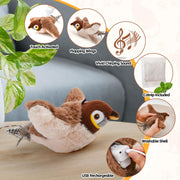 LIFLIX Interactive Cat Toys, Rechargeable Chirping Flapping Bird(no Flying) with Catnip for Indoor Cats, Touch Activated, Plush Kitten Exercise Toys (Brown Sparrow)