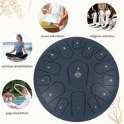 Yasisid Steel Tongue Drum 12 Inches 15 Notes Musical Instruments, Handpan Drum Percussion Instrument with Soft Bag, Music Book and 2 Mallets for Meditation or Yoga (Navy Blue)