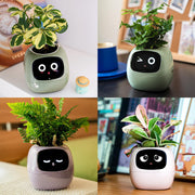 Masdio Smart Flowerpots, with Artificial Intelligence, Time Temperature Display, and Numerous Expressive Animations Based On The Environment, for Indoor Decoration, Gifts(Yellow)