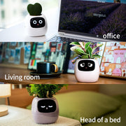 Masdio Smart Flowerpots, with Artificial Intelligence, Time Temperature Display, and Numerous Expressive Animations Based On The Environment, for Indoor Decoration, Gifts(Yellow)