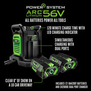 EGO Power+ SNT2405 56-Volt 24 in. Self-Propelled 2-Stage Snow Blower with Peak Power™ - (2) 7.5Ah Batteries and Dual Port Charger Included