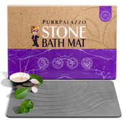 PURRPALAZZO Premium Bath Mat Stone, Quick Drying Stone Bath Mat, Super Absorbent Non Slip Diatomite Earth Shower Stone Bath Mat, Innovative Quick Drying Bath Mat for Bathroom Floor & Kitchen Dark Gray